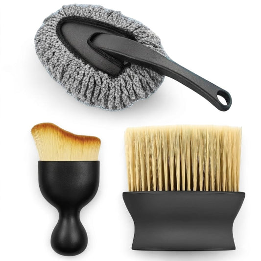 3-in-1 Premium Car Cleaning Brush Combo - Scratch-Free Soft Bristles for Deep Cleaning