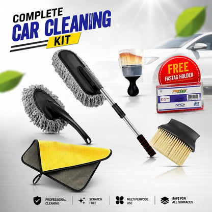 Premium Car Interior & Exterior Cleaning Combo (6 Pieces Set) + Protective FASTag Holder Free